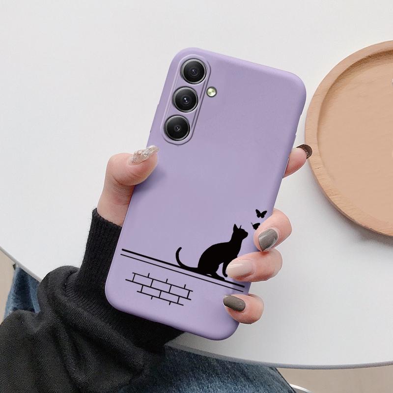 Мягкий силиконовый чехол Butterfly Cat для Xiaomi Redmi Note 13 Pro 13C 14 Samsung A35 A55 M35 S24 Huawei Honor 200 iPhone Camera Защитный противоударный чехол