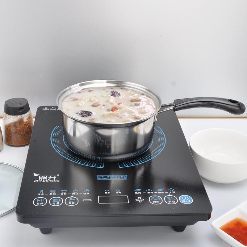 18cm Stainless Steel Non-Stick Saucepan: Single-Handle, For Baby Food, Soup, Milk & Instant Noodles, Induction Compatible.