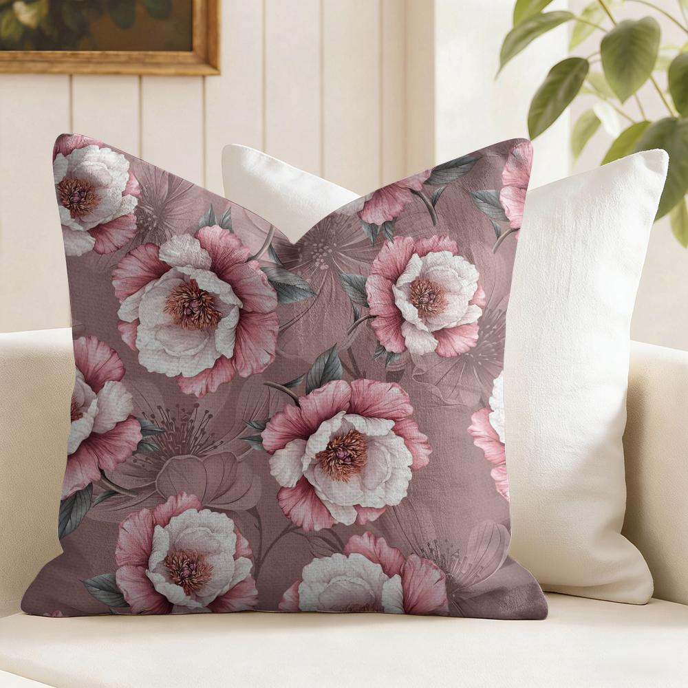 Classic Floral Print Cushion Cover Summer Linen Pillow Case Organic Fabric Cushion Cover DoubleSided Print Sofa Home Decor