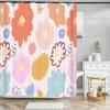 Nordic Style Abstract Art Leaves Print Shower Curtain Waterproof Polyester Bath Curtain Color Block Curtains For Bathroom Decor