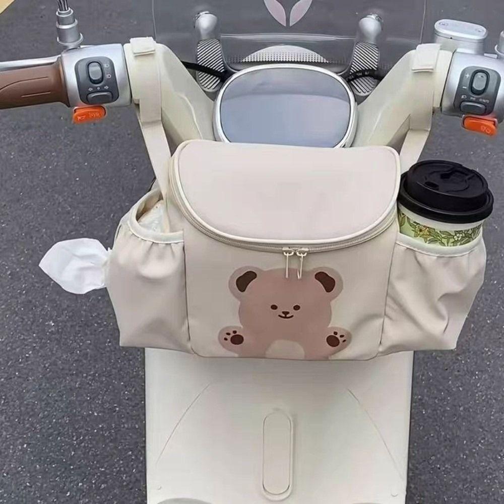 PU Leather Bicycle Handlebar Bag Large Capacity Riding Front Handle Hanging Bag  Stroller