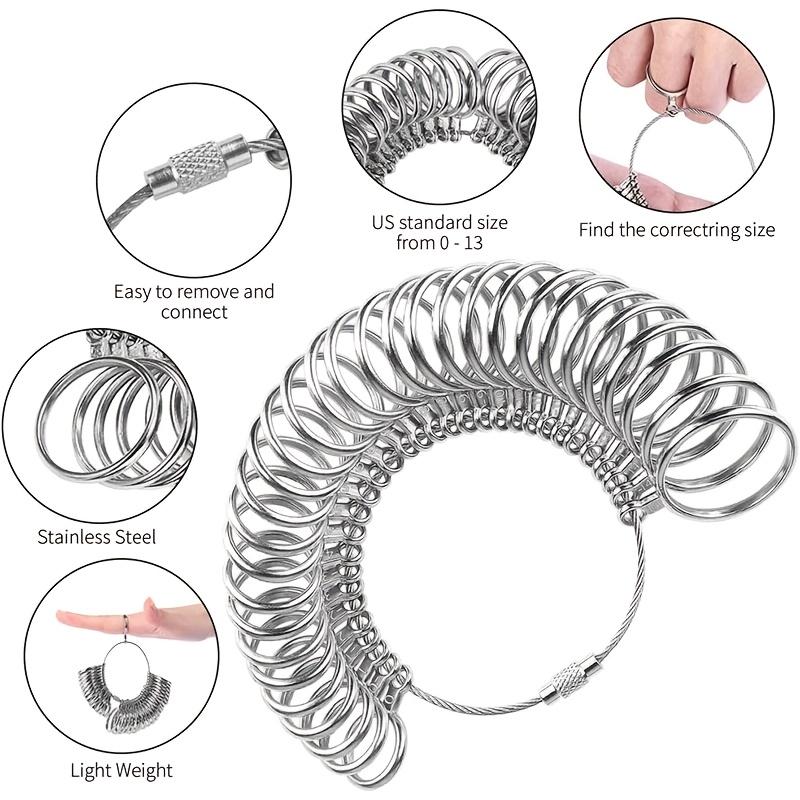 Набор из 3 шт. стальных мандрелей для определения размера кольца с измерительным инструментом для изготовления ювелирных изделий - Идеальный подарок для энтузиастов и начинающих DIY