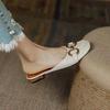 Retro Baotou Half Slippers for Women Spring/Summer New Fashion Metal Buckle Exposed Heel Muller Slides Zapatos Mujer
