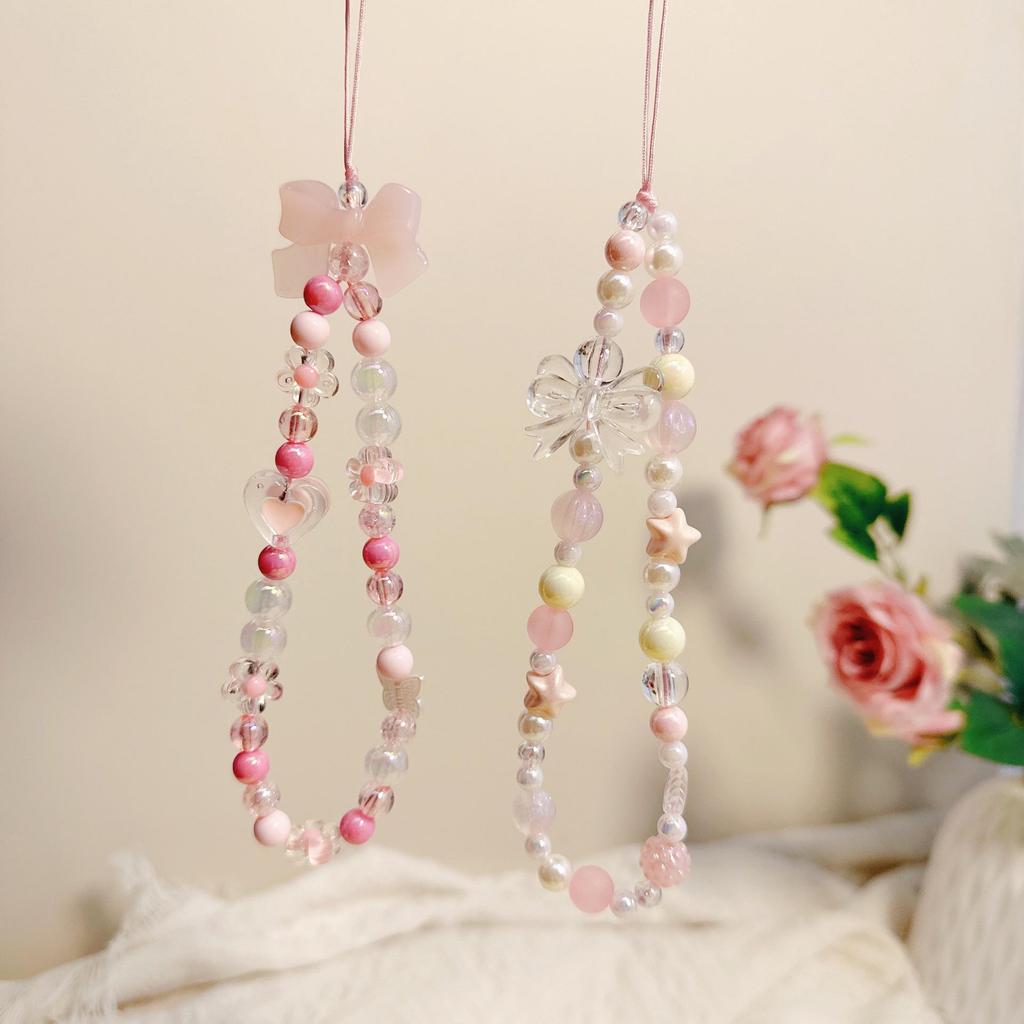 Розовый мишка с бантом, шарм для мобильного телефона: Шнурок и ремешок на запястье с защитой от падения