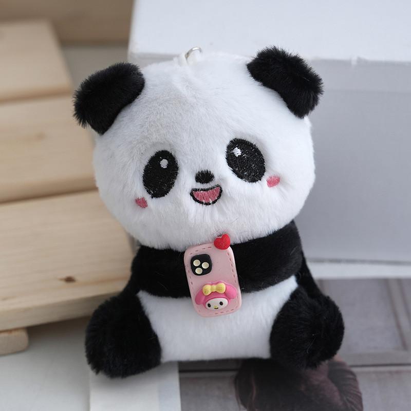 Charming Cartoon Panda Keychain Colorful Plush Doll With Soft Pp Cotton Filling