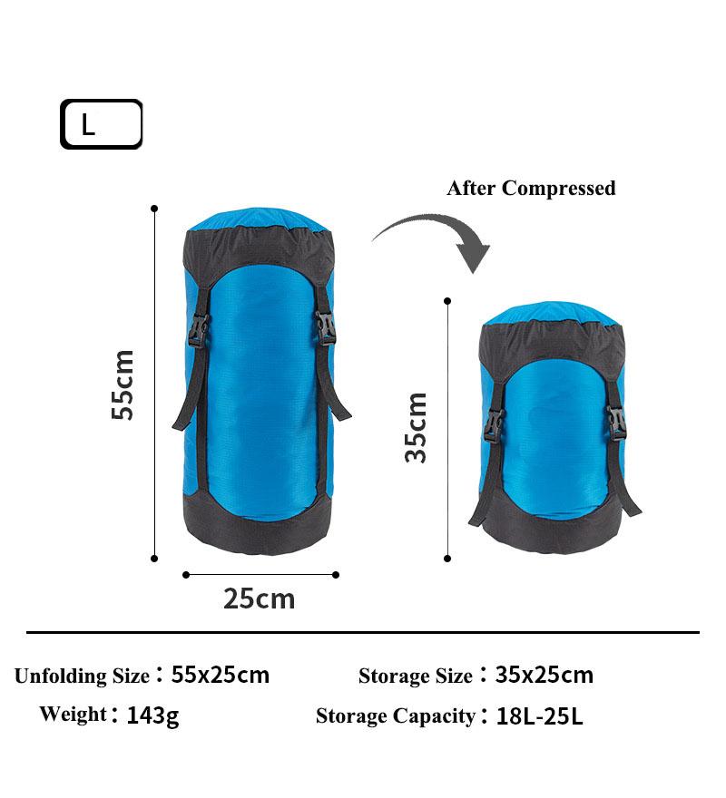 Для использования на открытом воздухе Водоотталкивающий Спальный мешок Чехол-упаковка Сжимаемый мешок для вещей Хранение в походе Сжимаемый мешок-чехол для бэкпэкинга Путешествий Пешего туризма
