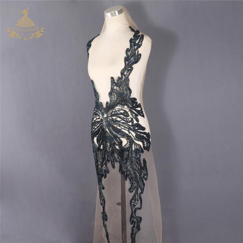 Tight Beaded butterfly Pattern Design Sparkly Beaded Large Dress Applique Patch DRA-117