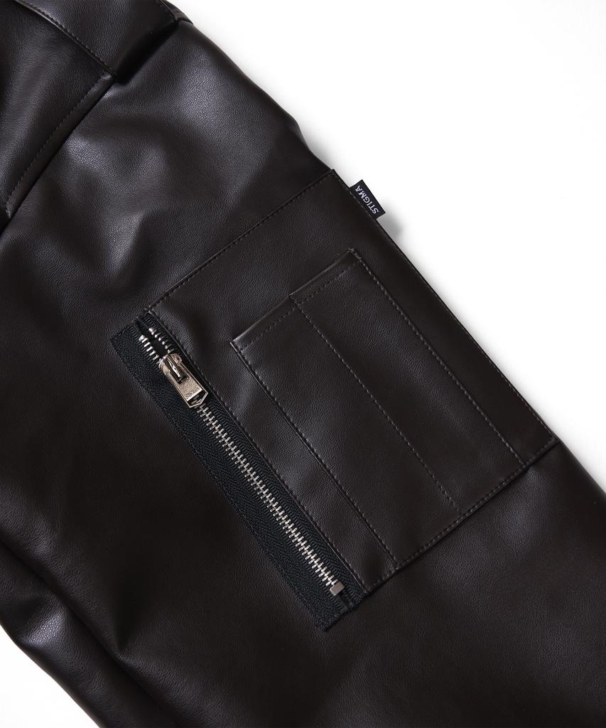 Stigma A-2 Oversized Crop Faux Leather Jacket