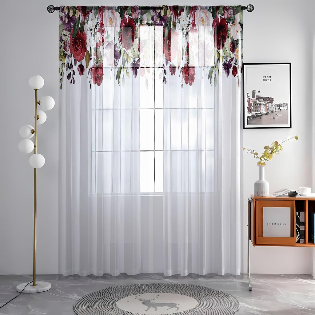 2 шт. HD цифровые малиновые благородные розовые шторы с принтом, украшение дома, стиль, украшение гостиной, спальни, плетение