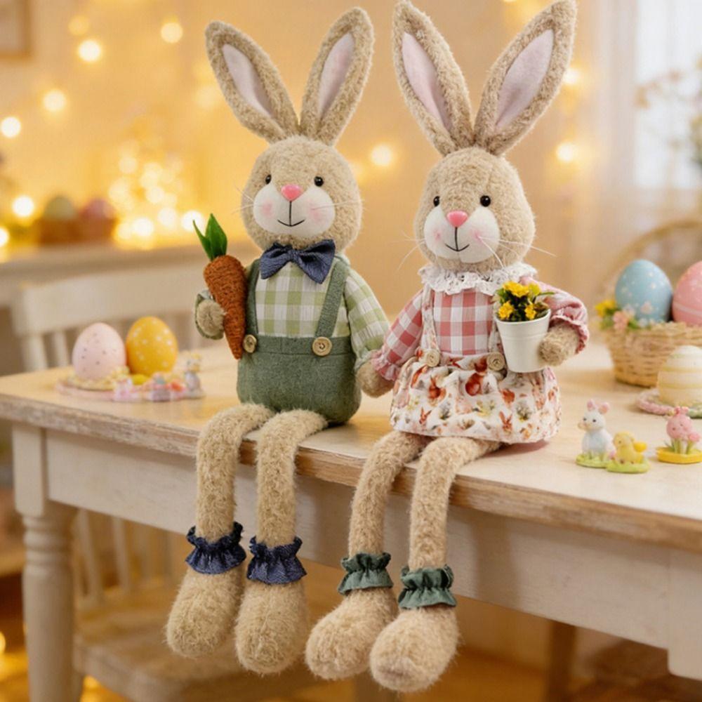 Cute Soft Bunny Plush Rustic Style Easter Decoration Items Easter Bunny Decor Table Centerpiece
