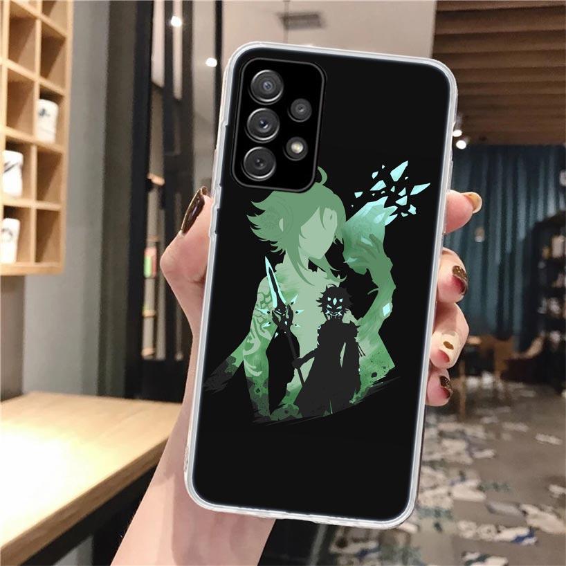 Черный художественный мягкий чехол для телефона Genshin Impact для Samsung Galaxy A52 A53 A12 A13 A22 A23 A32 A33 A72 A73 5g A02s A03s A50s Pattern Co