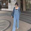 Women's Retro Wide-Leg Denim Overalls - New for Autumn 2024