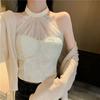 Sexy Lace Halter Top Women's Anti Glare Vest Chest Cushion Base Strapless Bra Outerwear Top