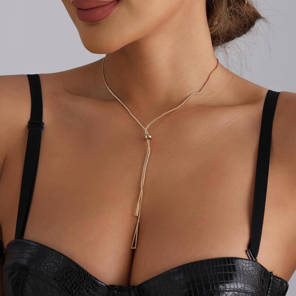 ins retro geometric triangle adjustable pull-out necklace personalized simple item decoration