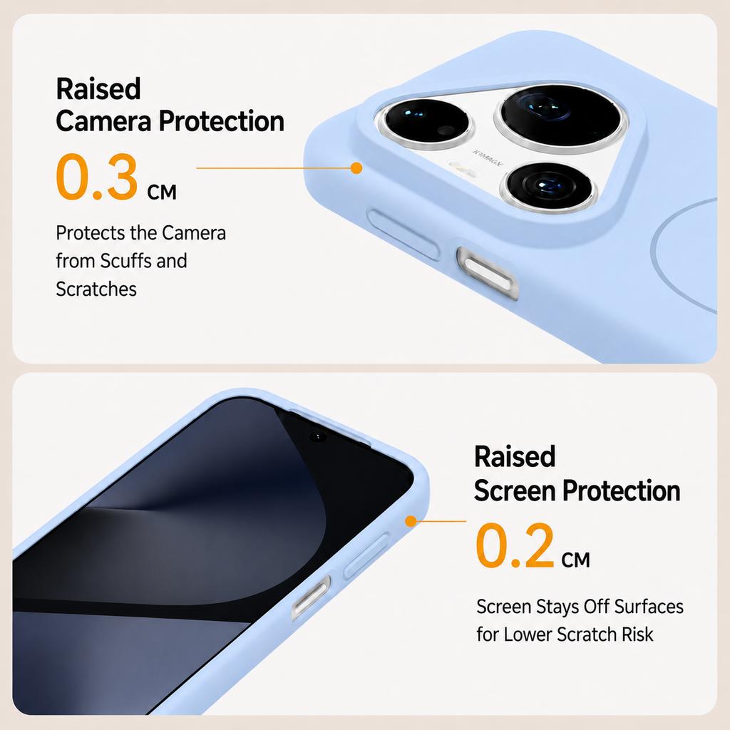 Protective Magnetic Liquid Silicone Phone Case for Huawei Pura 70 Pro-Blue