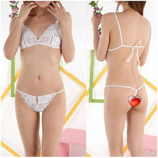 Комплект кружевного нижнего белья с открытой промежностью: Сексуальный бюстгальтер, бикини, стринги, пижама из двух частей