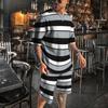 Vintage Casual Clothes Outfits For Men Print Striped Loose T Shirt Suit Oversized O Neck Summer Tracksuit Streetwear Men's Set
