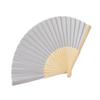 Pure Color Bamboo Folding Fabric Handheld Fan Wedding Party Home Decoration Gift (Silver)