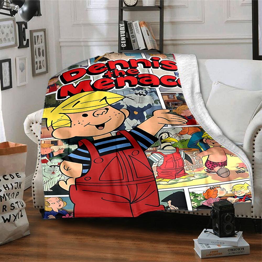 Dennis Menace Adventures Flannel Blanket Super Soft Warm Cozy Blanket For Sofa Bed Office Travel Allseason Home Decor Gift