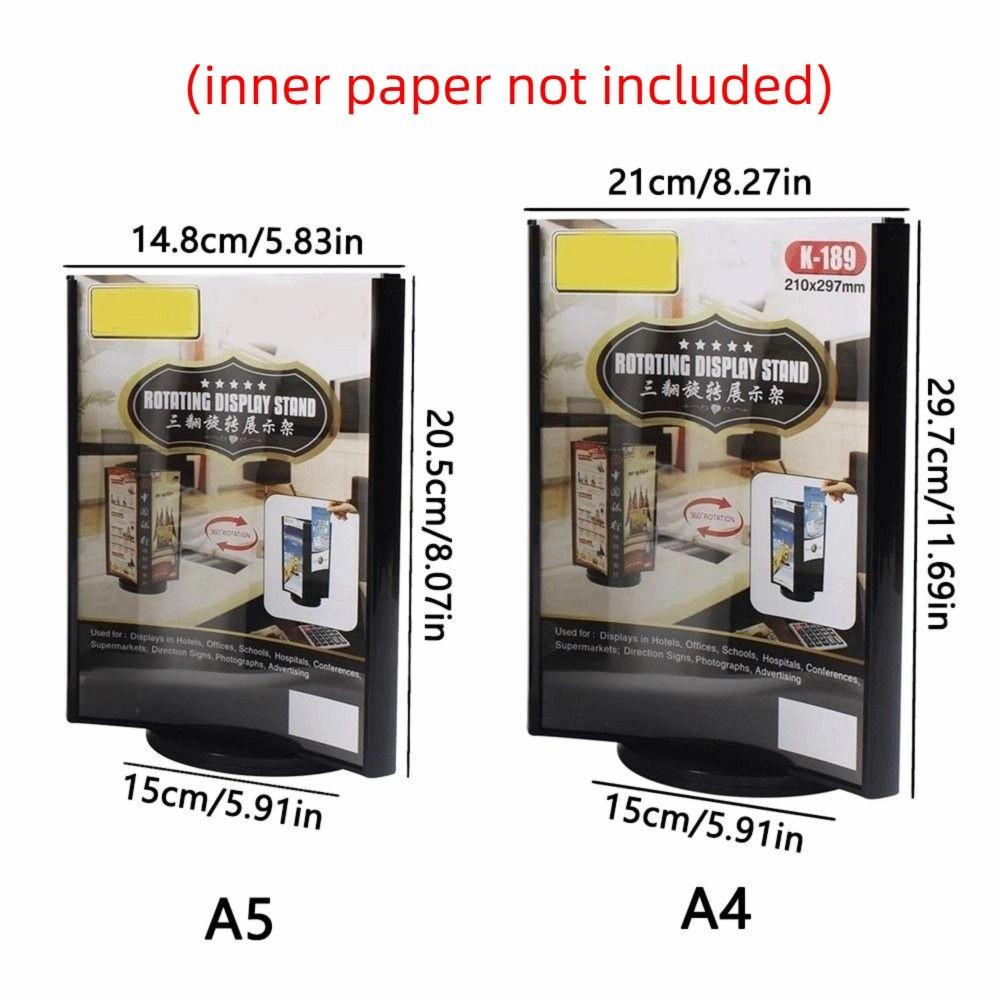 Three-Sided Acrylic Revolving Table Card A4/A5 Menu Sign Holder Menu Display Stand Desktop Use