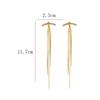 Vintage Gold Color Bar Long Thread Tassel Drop Earrings For Women Glossy Arc Geometric Korean Earring Fashion Jewelry New