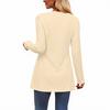 Women's Casual Fashion V-Neck Button Solid Color Long Sleeve Top