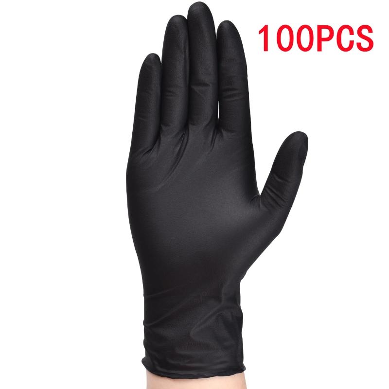 20/100PCS Black Disposable Nitrile Gloves 4Mil Textured Kitchen Gloves Mechanic Auto Tattoo Nail Salon Household Cleaning Gloves