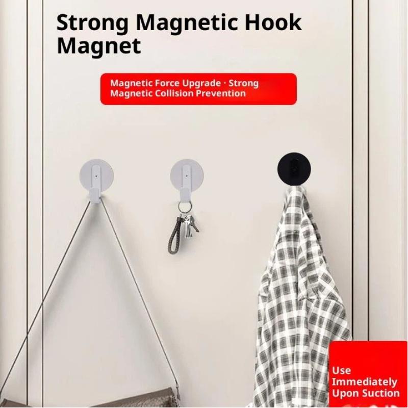 Magnetic Wall Hooks With No Drill Strong Grip And Scratch Free Design Perfect For Home Kitchen Hanging Towels Bags