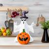Halloween Ghost Statue Sunglasses Ghost Ornament Spooky Halloween Ghost Pumpkin Statue with Hat Sunglasses Resin for Halloween