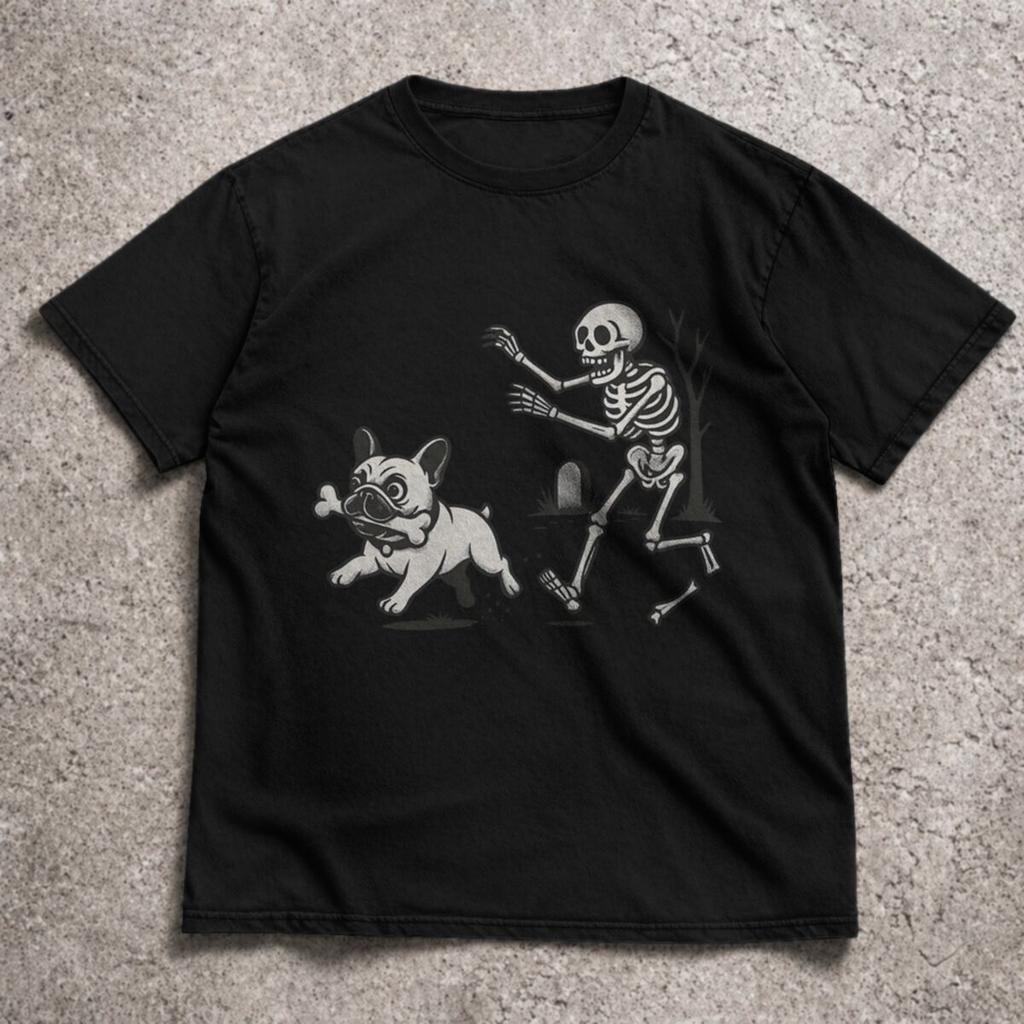 Unisex Casual Summer TShirt Funny Dog Graphic T Shirts Crew Neck Short Sleeve Tee Halloween Skeleton Design Tees Trendy Unisex Shirts