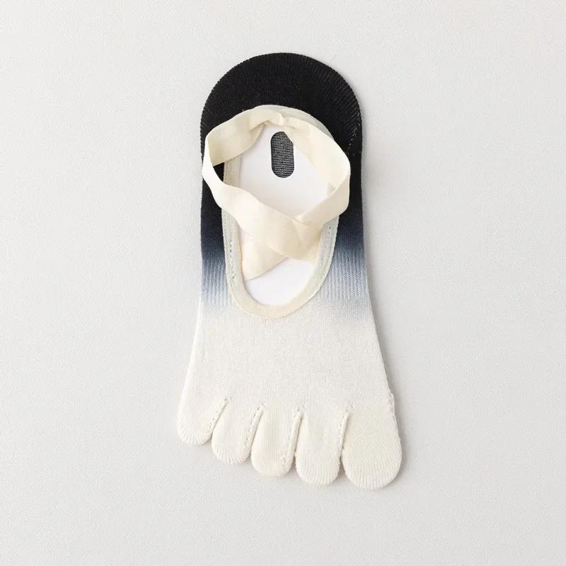 Носки для йоги с пятью пальцами, дышащие, с открытой спиной, бандажные, балетные, пилатесные, женские, профессиональные, силиконовые, нескользящие, танцевальные, спортивные носки