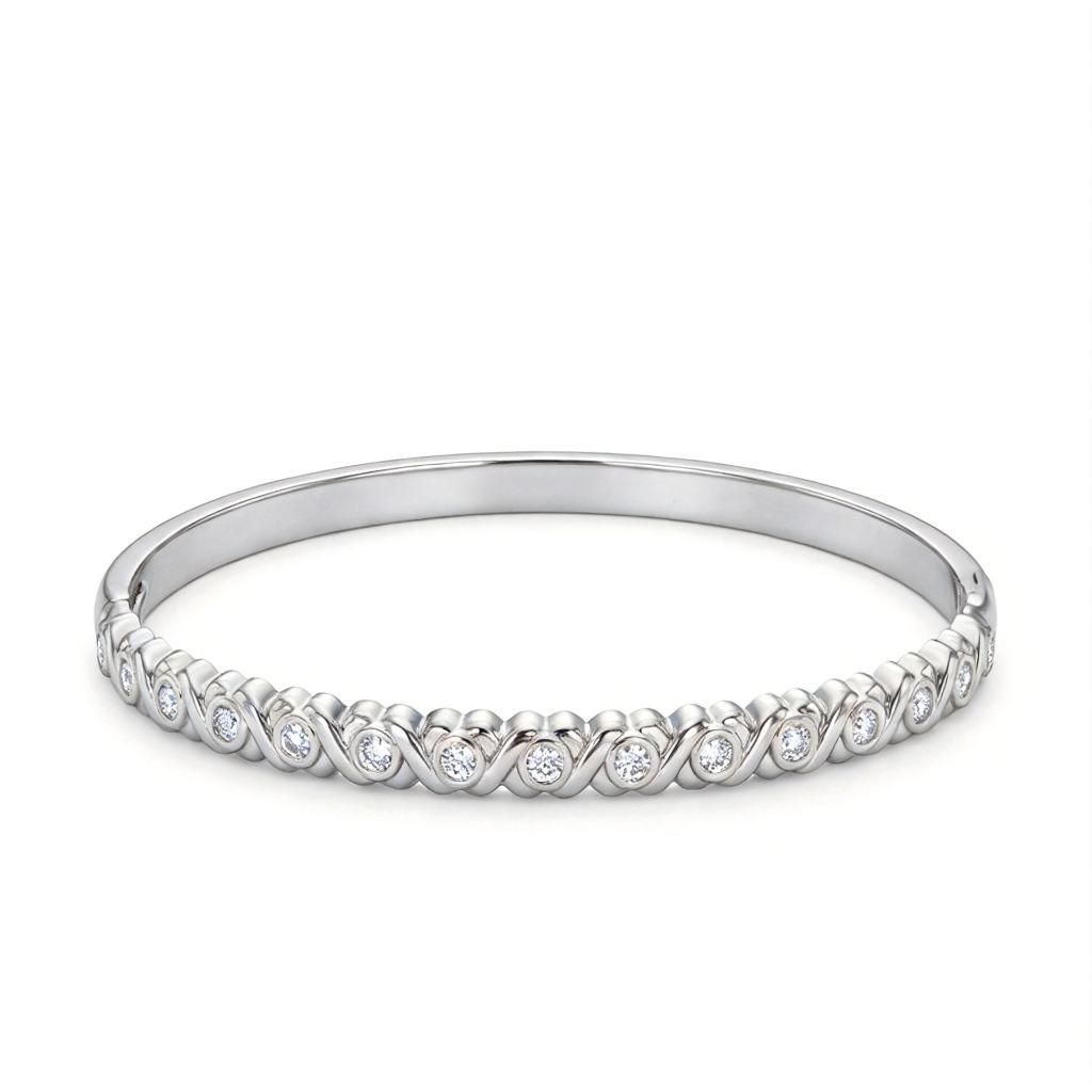 Gold Color Snap-on Zircon Bangle Stainless Steel Bracelet for Women Fashion Jewelry Gift