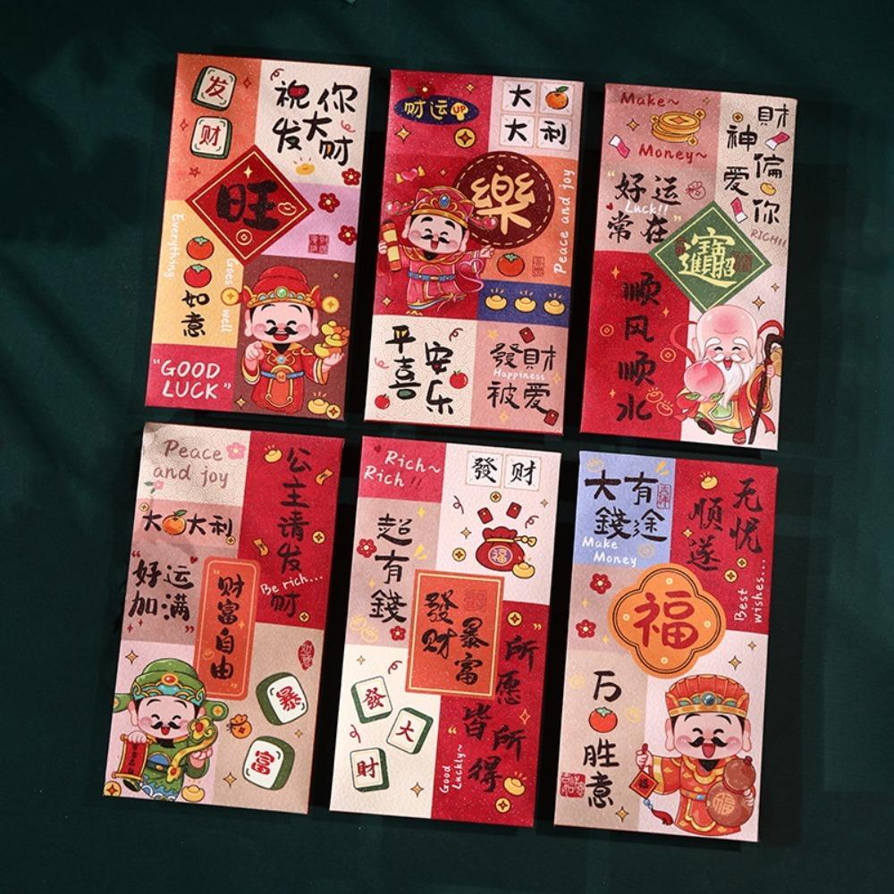 12 Pcs Rectangular Chinese New Year Red Envelope Blessings Printing HongBao Year of The Snake
