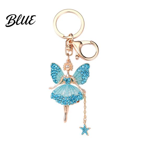 Butterfly Wings Fairy Keychain Flower Rhinestone Charm Cute Dazzling Sparkly