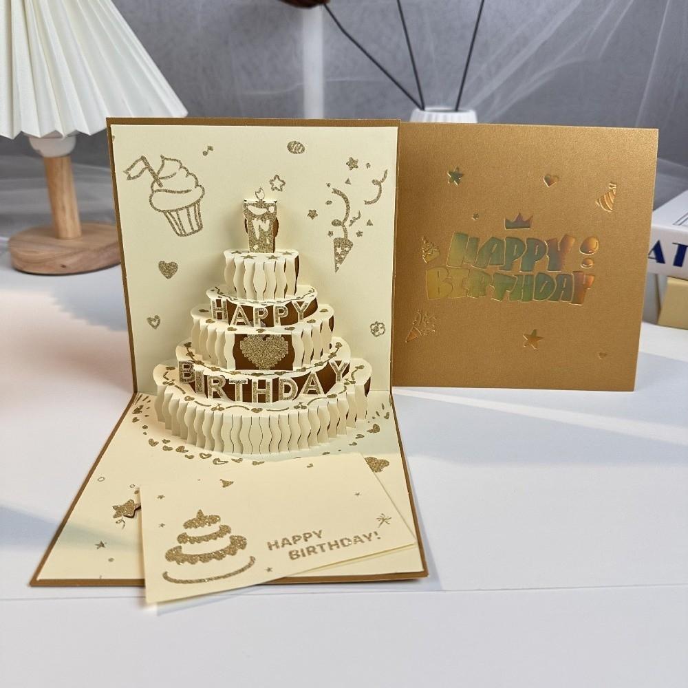 3D Светящаяся Поздравительная Открытка Складная Типа Pop Up Открытки с Тортом на День Рождения Музыкальные с Конвертом Поздравительные Карточки Принадлежности для Вечеринки по Случаю Дня Рождения