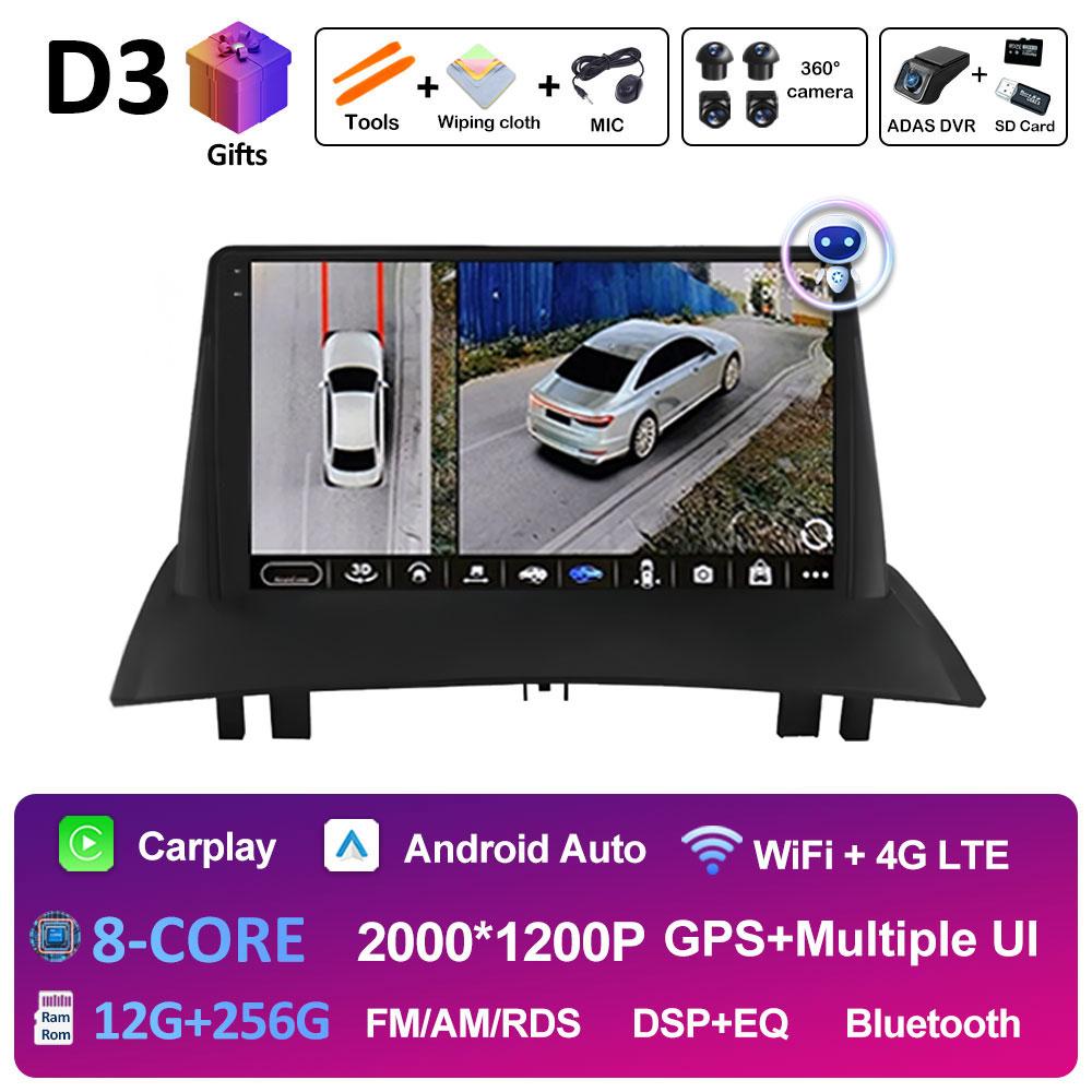 Для Renault Megane 2 2002 2003 2004 2005 - 2009 Беспроводная навигация Carplay GPS Android 14 DSP Стерео Авторадио Сенсорный экран 4G