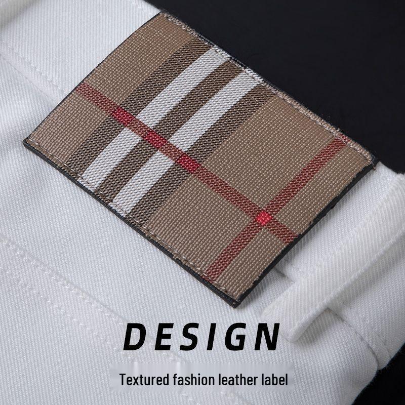 Белые мужские джинсы слим-фит, устойчивые к складкам - Стирка, прямой крой, Business Casual, легкая роскошь, модный бренд для осени и зимы.