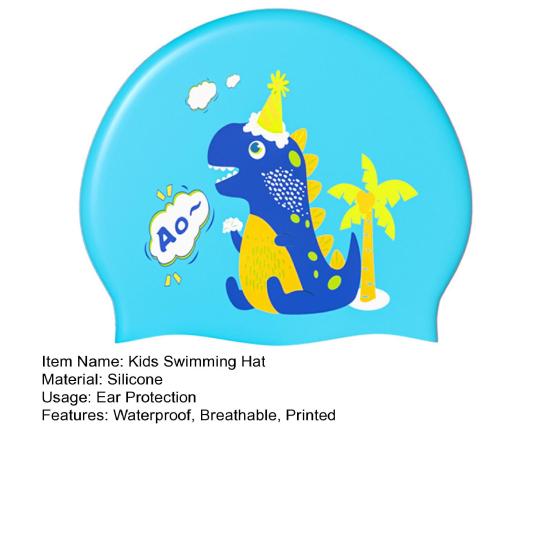 Силиконовая водонепроницаемая шапочка для плавания для мальчиков и девочек, шапочка для плавания с мультяшным узором, сухие волосы, защита ушей, шапочка для плавания, аксессуары для плавания