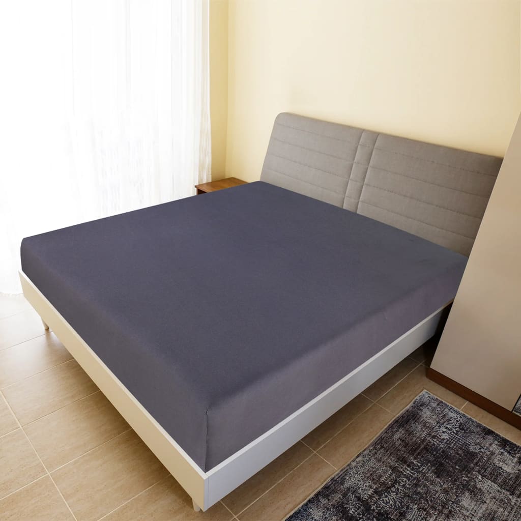 Vidaxl Prześcieradło, Antracytowe, 160X200 Cm, Dżersej Bawełniany