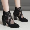 Women Sandals Chunky Heels Boots Sandals Large Size 43 Fashion Lace Flower Gladiator Sandalias Black White Shoes Women WSH4889