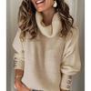 Fall and Winter Women's Caput Mortuum High Neck Knit Sweater