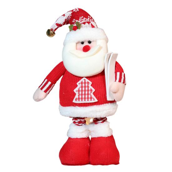 Рождественская кукла, плюшевая игрушка Санта-Клауса, снеговика, лося, с телескопической ногой для рождественского декора для дома, стола, камина, окна, сада