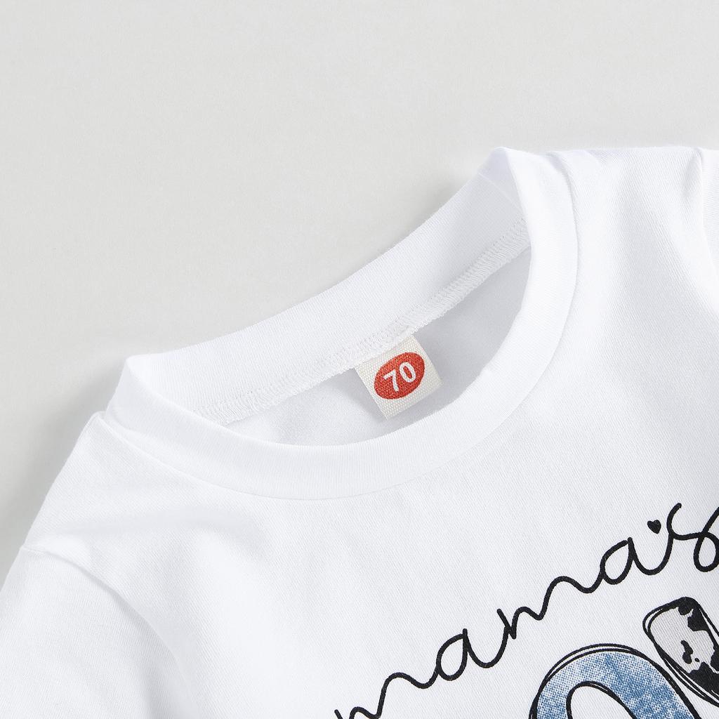 Baby Boys Shorts Set, Short Sleeve Cartoon Bear Print T-shirt with Elastic Waist Shorts Summer Outfit