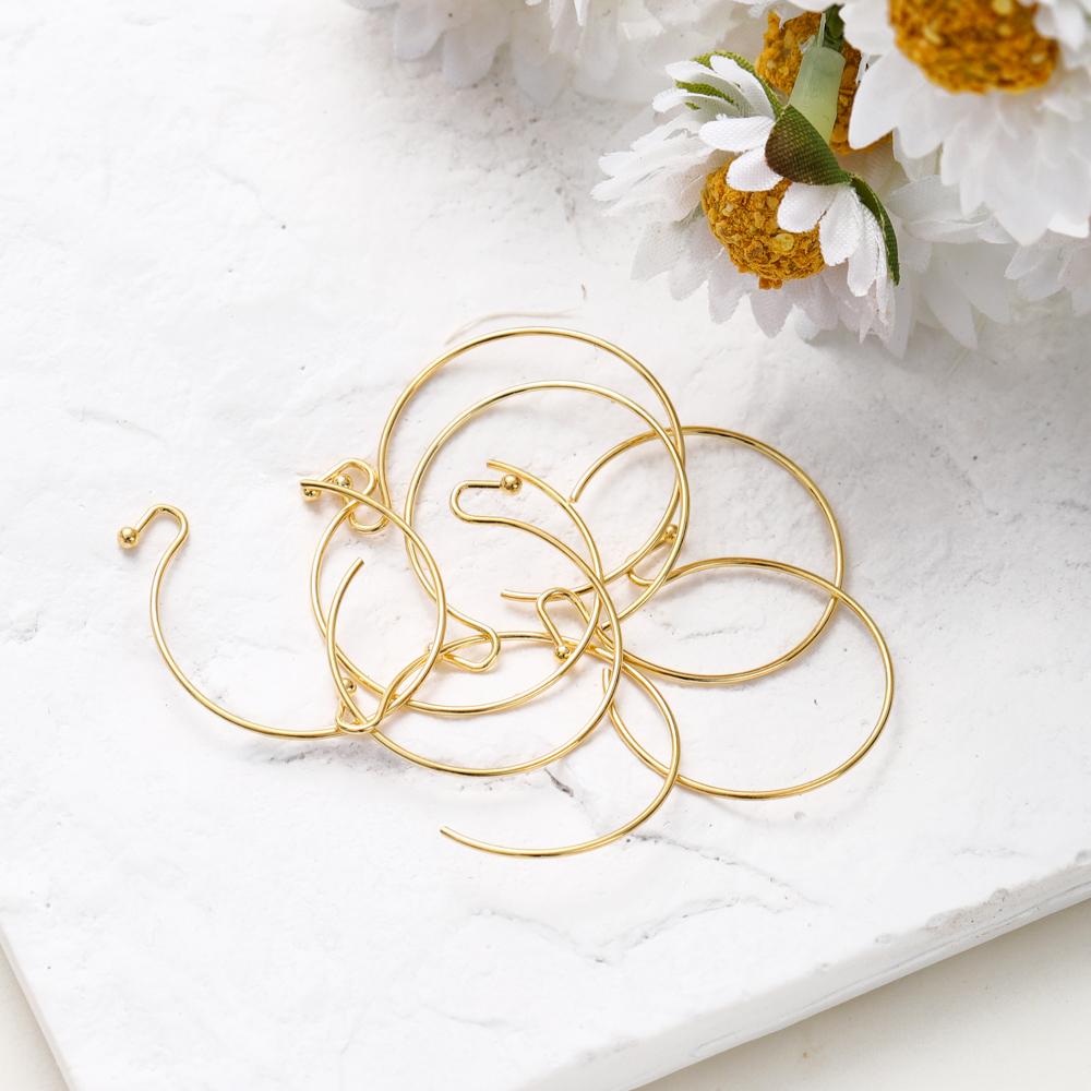 20pcs/lot 14K 18K Gold Plated Hoop Earring Hooks Ear Wire Findings For DIY Making Earrings Jewelry Accessories Wholesale