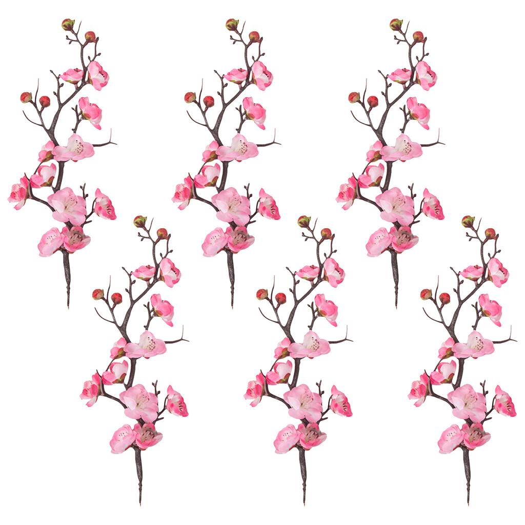 6pcs Plum Blossom Cake Decoration Flower Cupcake Toppers For Birthday Wedding Party Festival Dessert Ornament Cake Pick Pastry