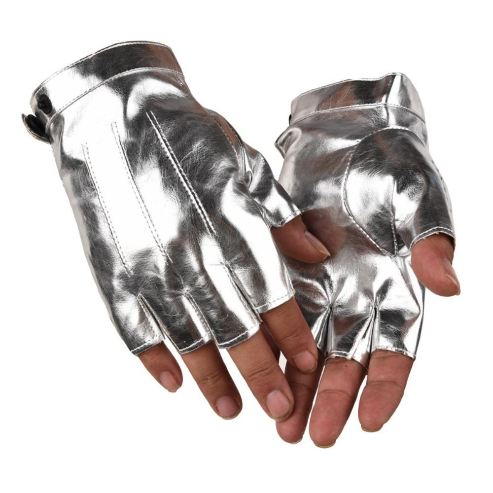 Крутые кожаные перчатки для вождения Панк-перчатки для выступлений Модные митенки без пальцев Вечеринка