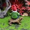 Garden Gnome Statue Sitting On Turtle Resin Sculpture Lawn Yard Decor Gift