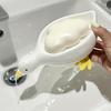 Charming Duck-Shaped Soap Dish - Self-Draining Oval Tray, White with Yellow Accents, Multifunctional Bathroom Accessory for Dry, Clean Soap