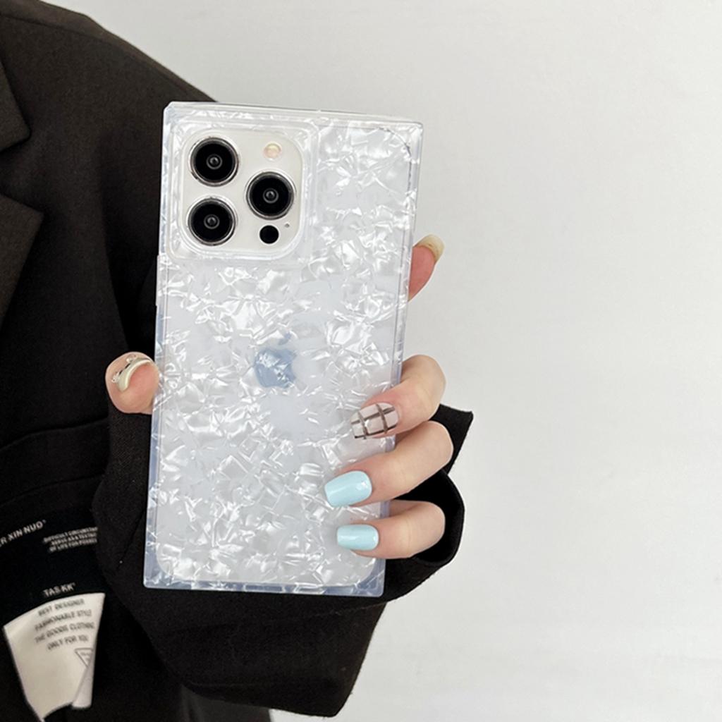 Stylish Illusory Color Shell Pattern Rectangle Cover Case for iPhone 17 16 15 14 13 Pro Max Shockproof Protective Phone Case