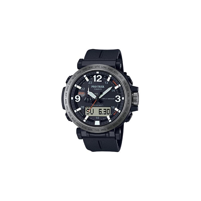 Casio Серия PRO TREK - двойной циферблат, шесть стрелок для активного отдыха, радиоуправление, питание от солнечной энергии, большой циферблат, многофункциональность, ударопрочность и PRW-6611Y-1PR